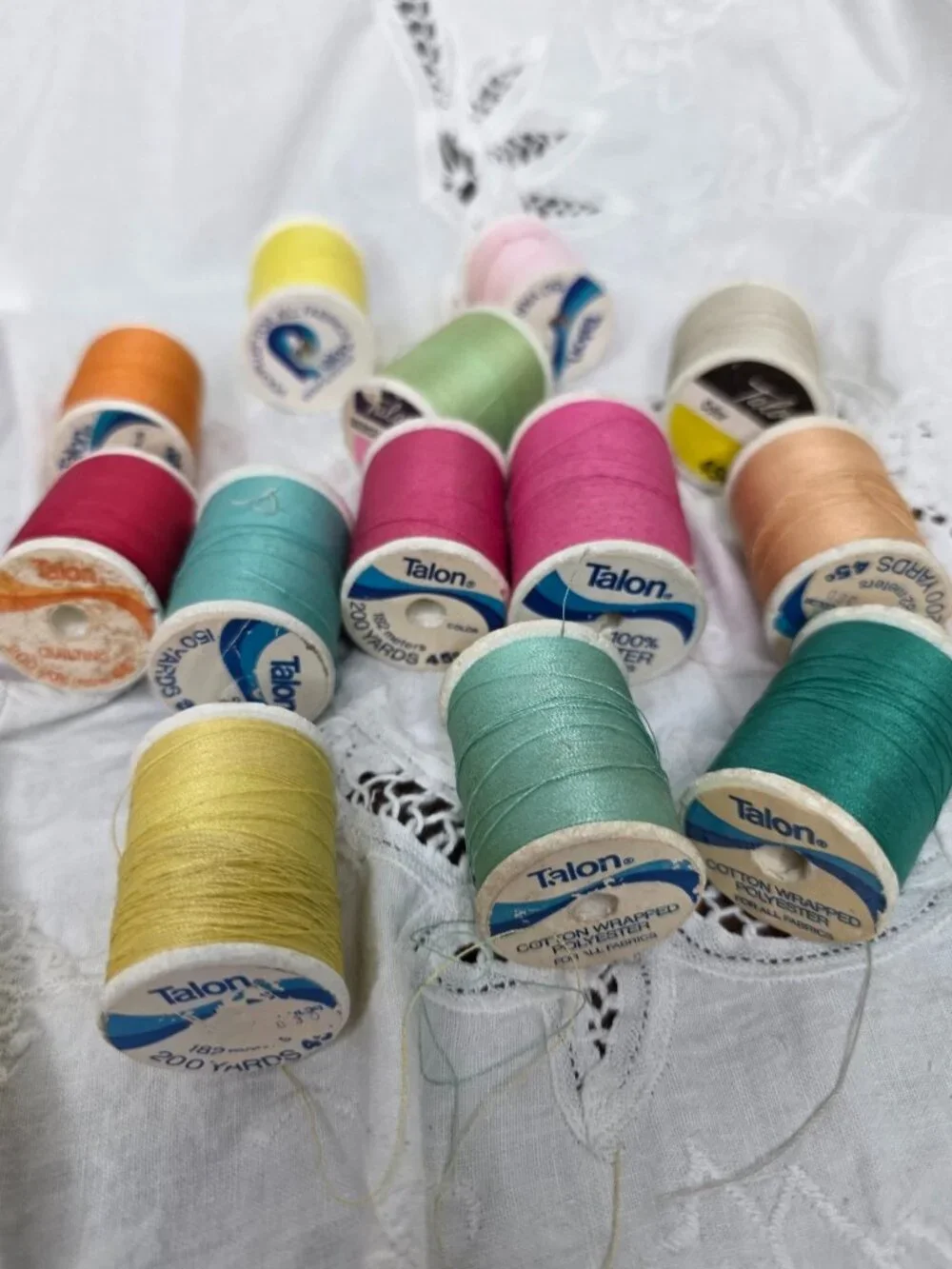 Lot of 40 Talon Thread Multi Color 3 New 37 Used Styrofoam Plastic Spools Vint